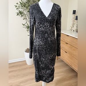 Banana Republic Black and Gray Long Sleeve Dress